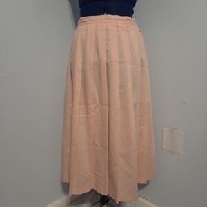 Vintage Baby Pink Pleated Midi Skirt Size 10